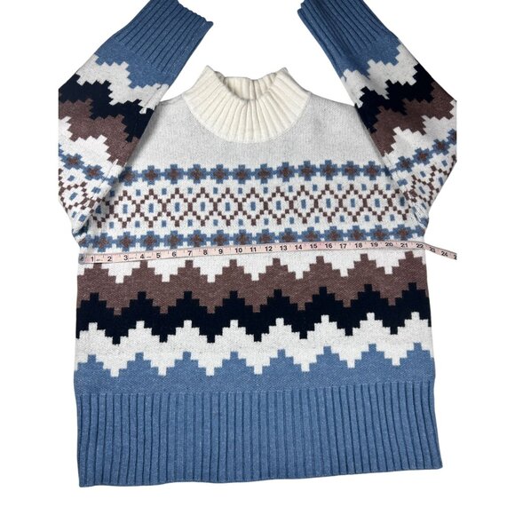Joseph A. Sweater Women's Size Large Fair Isle Pattern Denim Combo New With Tags - Picture 5 of 10